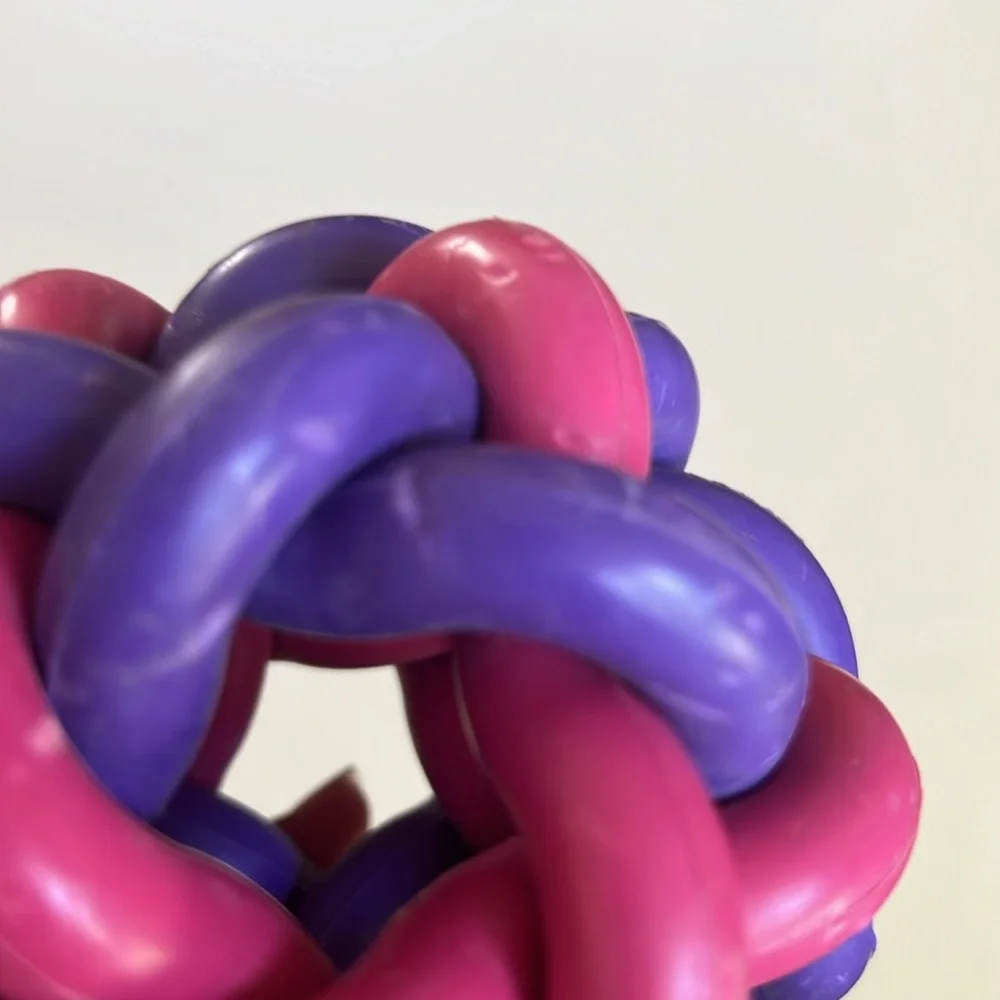Purple and Pink Woven Rubber Ball Dog Toy